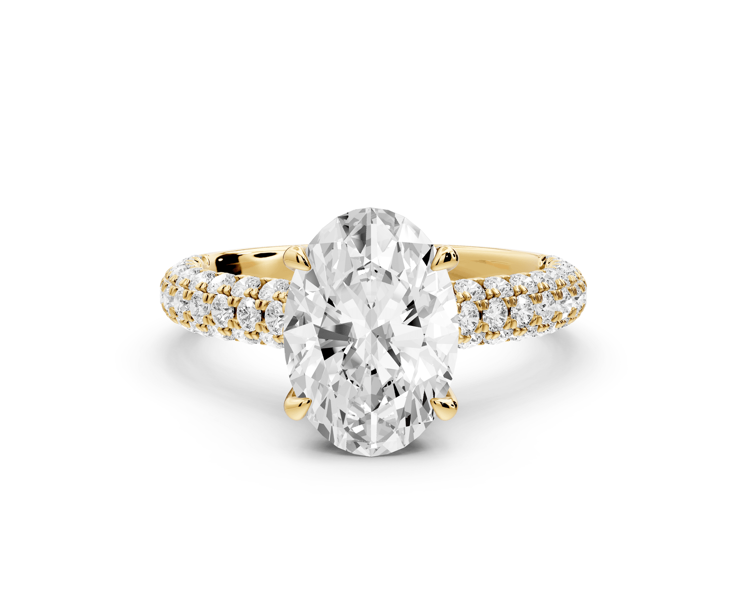 Amoria - 2ct 18k yellow gold oval Diamond Engagement Ring with Pavé Band & Hidden Halo - Mr. Alex Jewelry