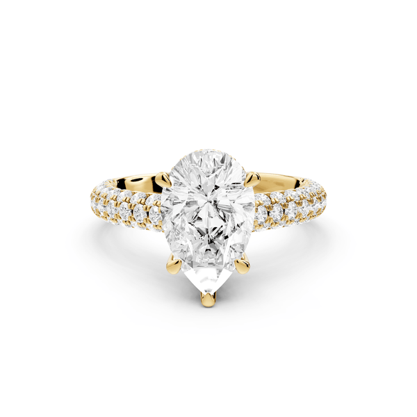 Amoria - 2ct 18k yellow gold pear Diamond Engagement Ring with Pavé Band & Hidden Halo - Mr. Alex Jewelry