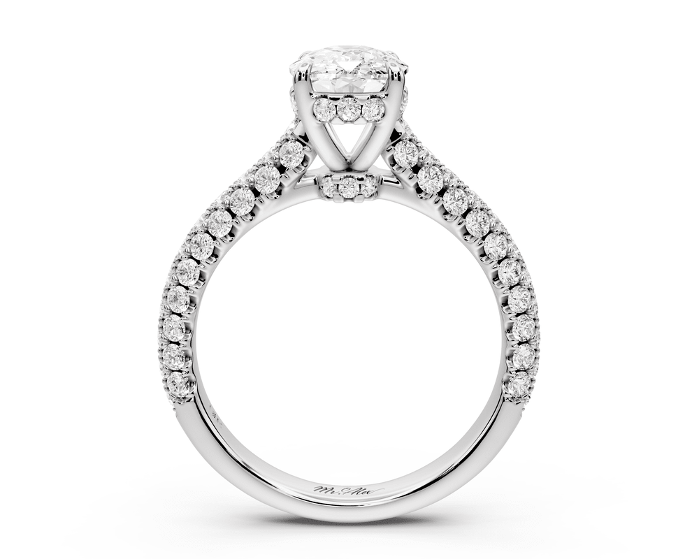 Amoria - 2ct platinum ecushion Diamond Engagement Ring with Pavé Band & Hidden Halo - Mr. Alex Jewelry