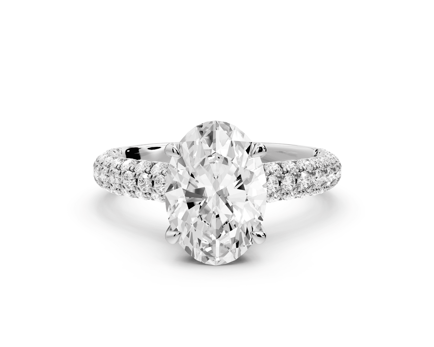 Amoria - 2ct platinum oval Diamond Engagement Ring with Pavé Band & Hidden Halo - Mr. Alex Jewelry