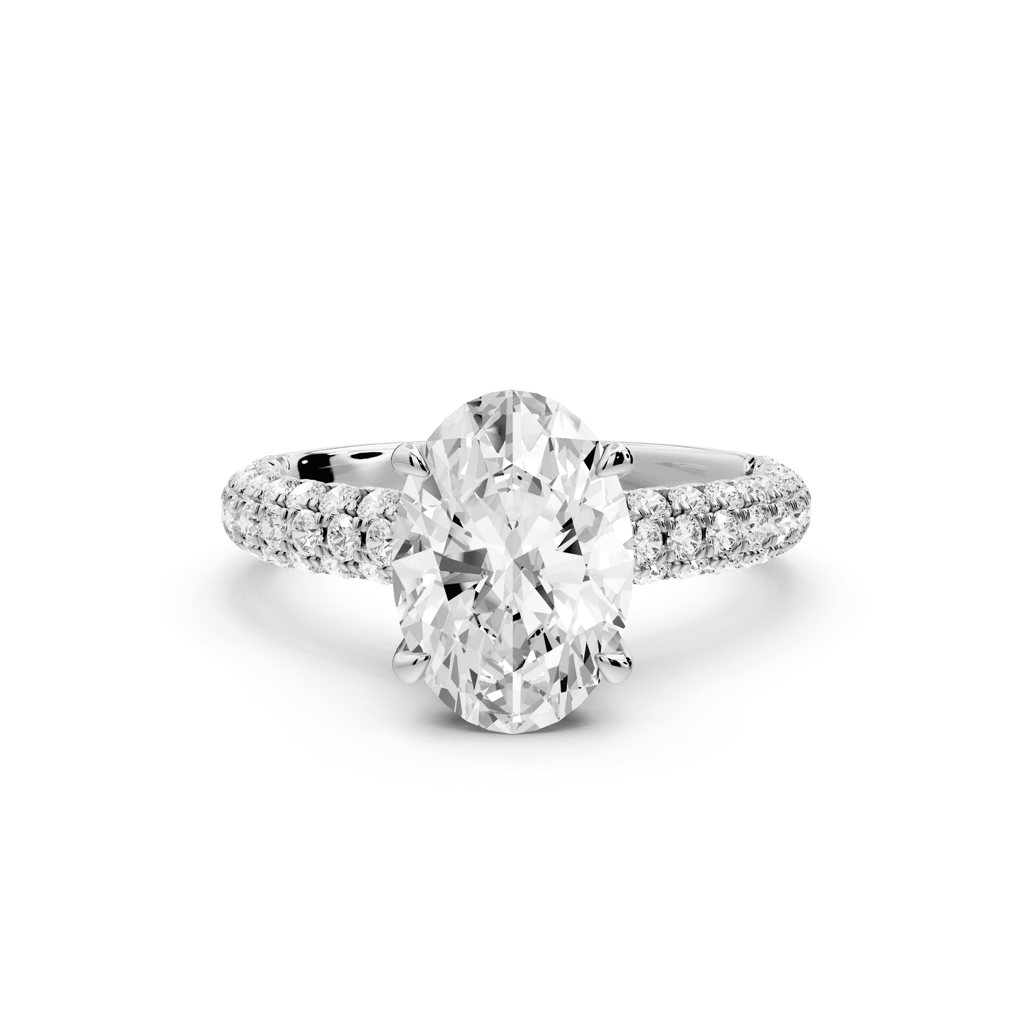 Amoria - 2ct platinum oval Diamond Engagement Ring with Pavé Band & Hidden Halo - Mr. Alex Jewelry