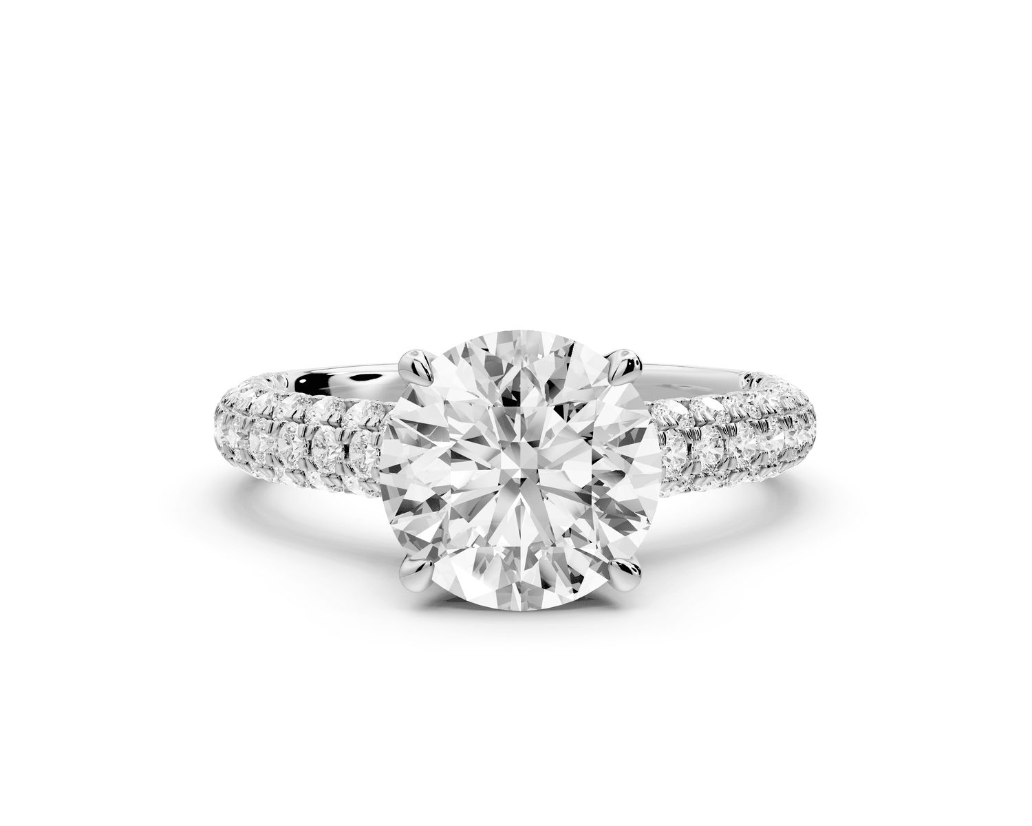 Amoria - 2ct platinum round Diamond Engagement Ring with Pavé Band & Hidden Halo - Mr. Alex Jewelry
