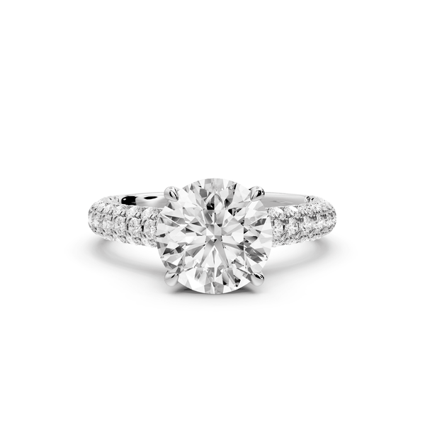 Amoria - 2ct platinum round Diamond Engagement Ring with Pavé Band & Hidden Halo - Mr. Alex Jewelry
