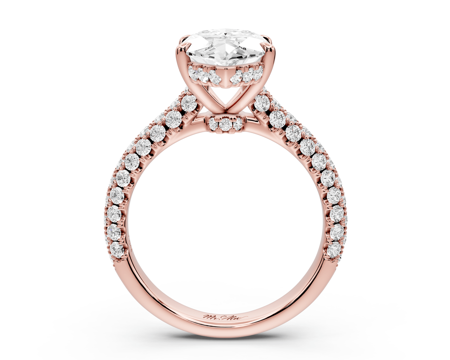 Amoria - 3ct 14k rose gold marquise Diamond Engagement Ring with Pavé Band & Hidden Halo - Mr. Alex Jewelry