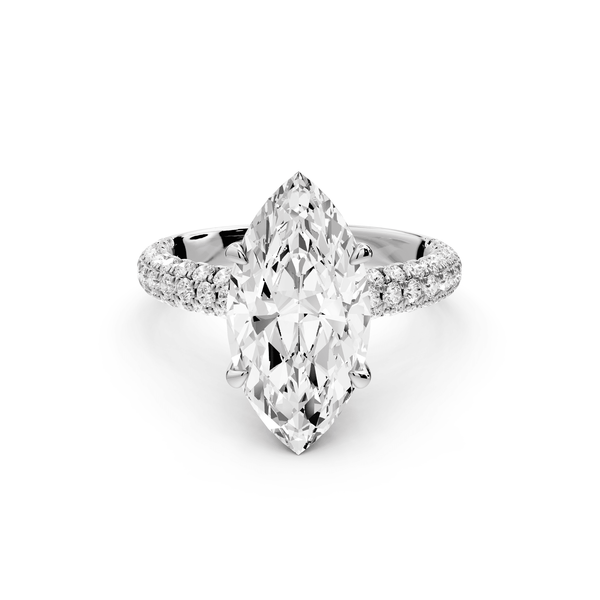 Amoria - 3ct 14k white gold marquise Diamond Engagement Ring with Pavé Band & Hidden Halo - Mr. Alex Jewelry