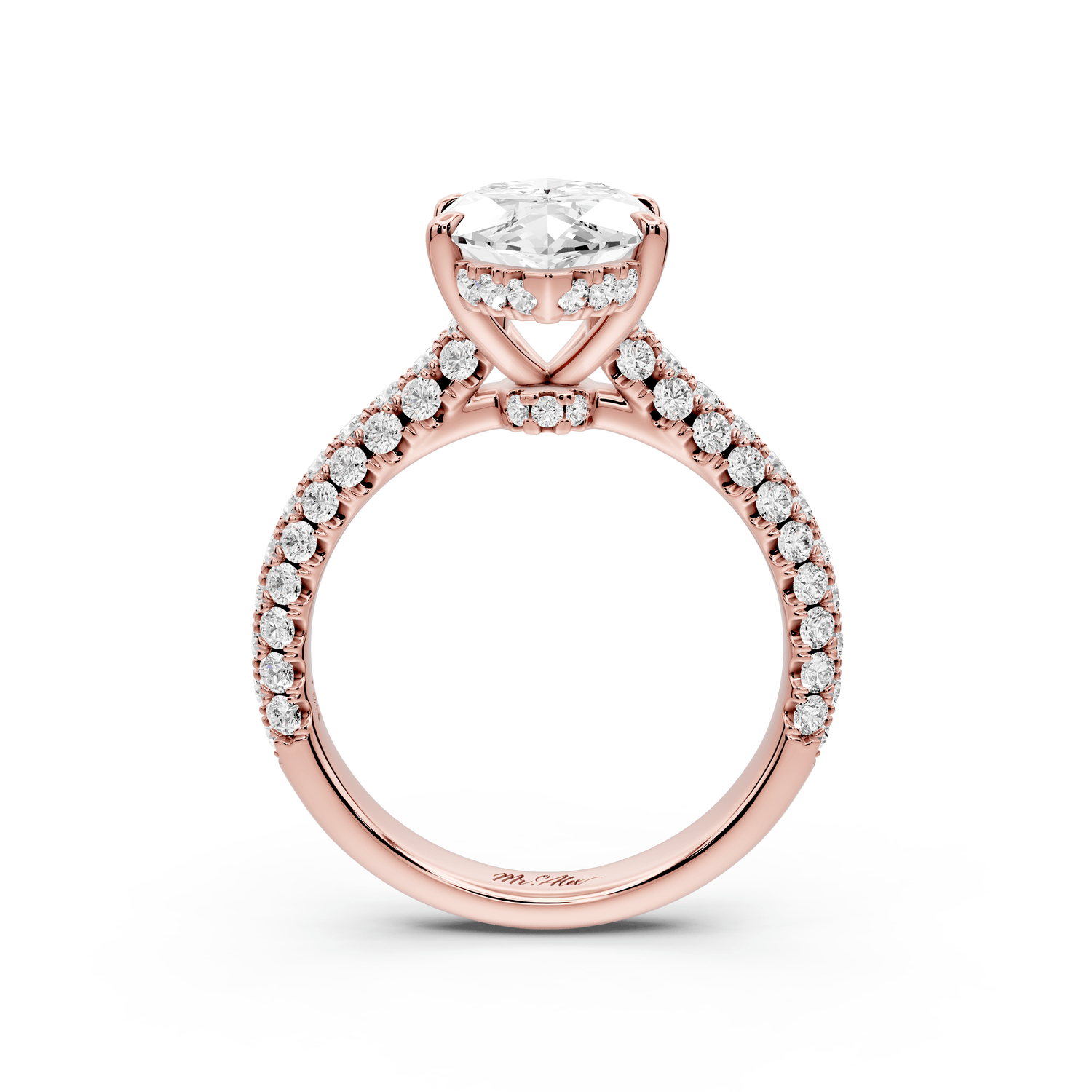 Amoria - 3ct 18k rose gold marquise Diamond Engagement Ring with Pavé Band & Hidden Halo - Mr. Alex Jewelry