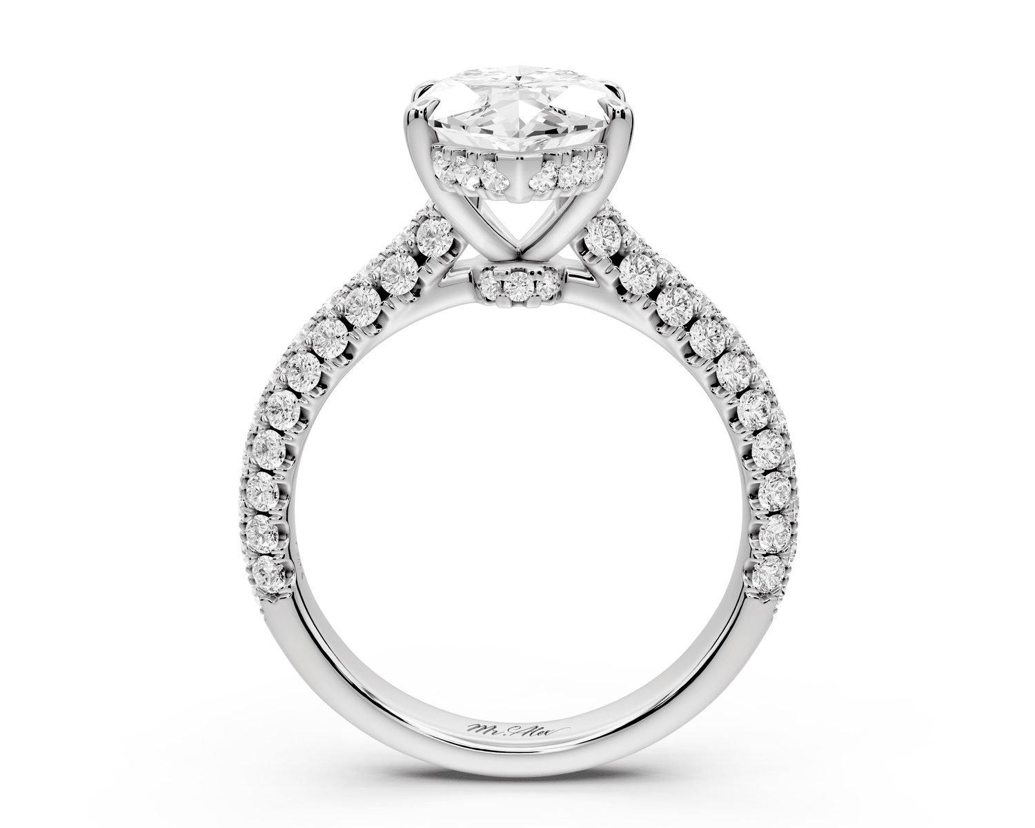 Amoria - 3ct 18k white gold marquise Diamond Engagement Ring with Pavé Band & Hidden Halo - Mr. Alex Jewelry