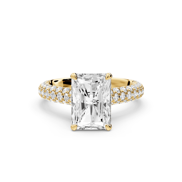 Amoria - 3ct 18k yellow gold radiant Diamond Engagement Ring with Pavé Band & Hidden Halo - Mr. Alex Jewelry