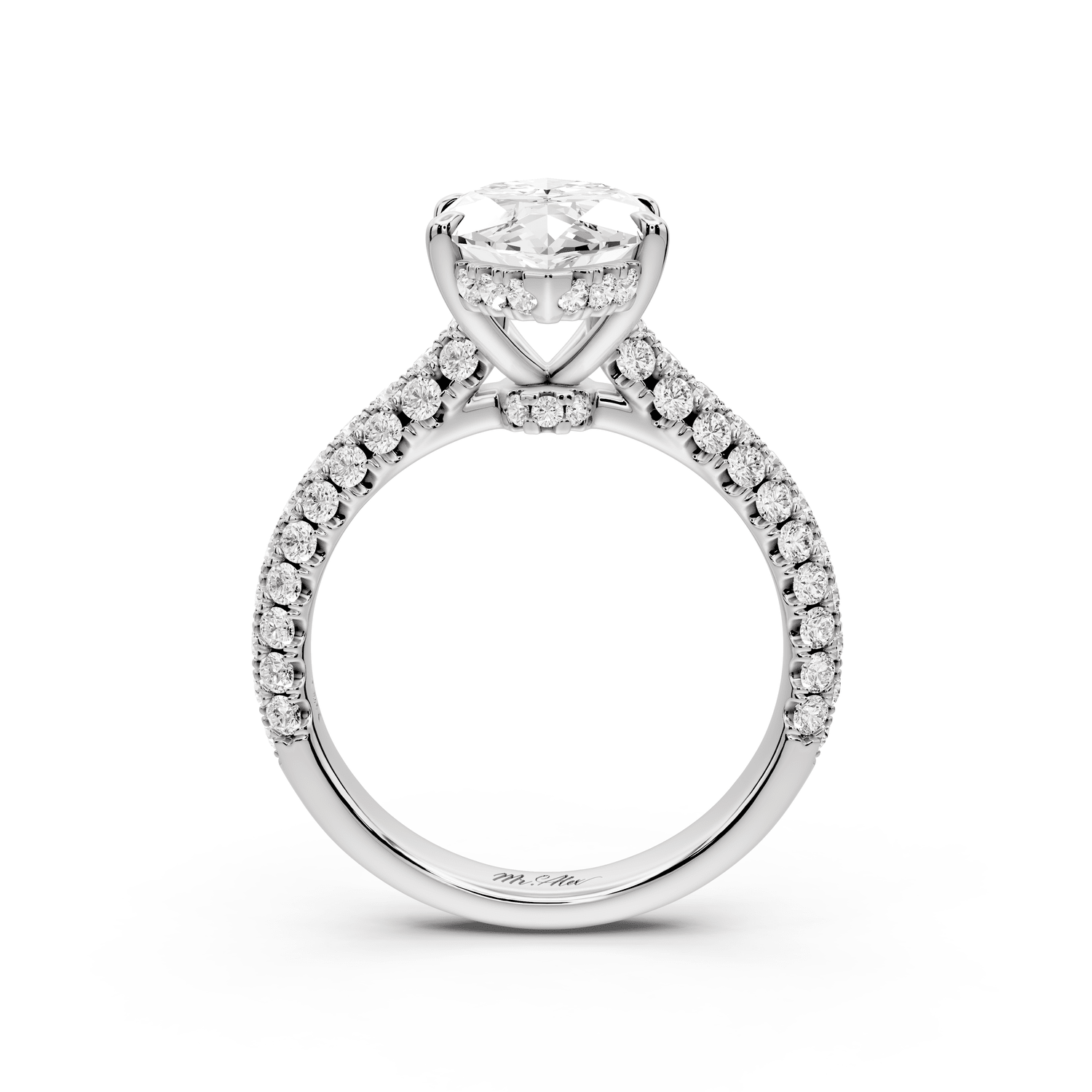 Amoria - 3ct platinum marquise Diamond Engagement Ring with Pavé Band & Hidden Halo - Mr. Alex Jewelry
