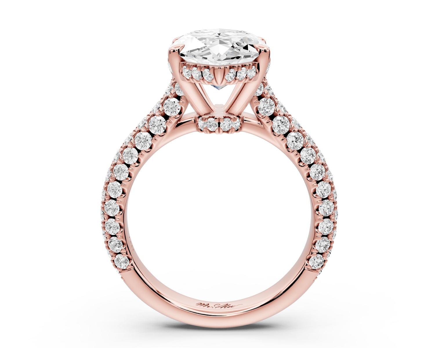 Amoria - 4ct 14k rose gold marquise Diamond Engagement Ring with Pavé Band & Hidden Halo - Mr. Alex Jewelry