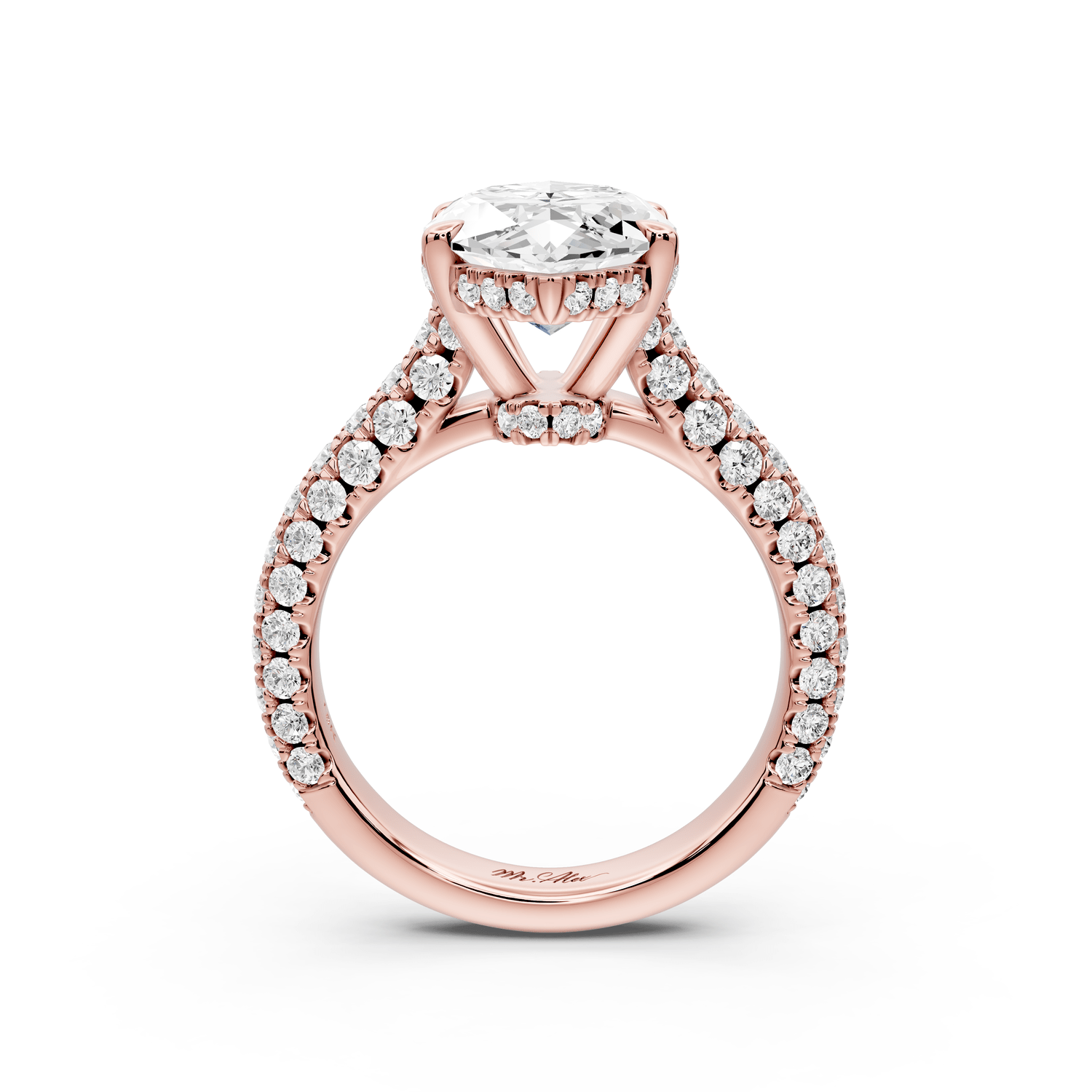Amoria - 4ct 14k rose gold marquise Diamond Engagement Ring with Pavé Band & Hidden Halo - Mr. Alex Jewelry