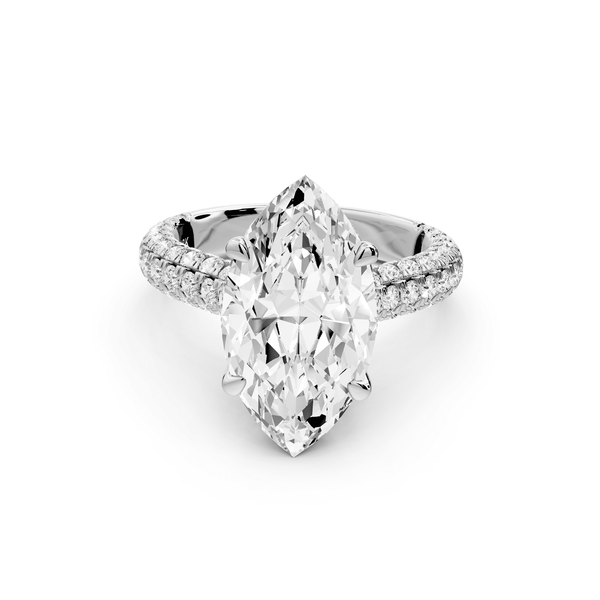 Amoria - 4ct 14k white gold marquise Diamond Engagement Ring with Pavé Band & Hidden Halo - Mr. Alex Jewelry