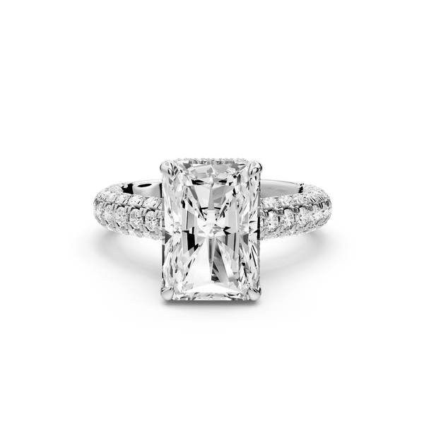 Amoria - 4ct 14k white gold radiant Diamond Engagement Ring with Pavé Band & Hidden Halo - Mr. Alex Jewelry