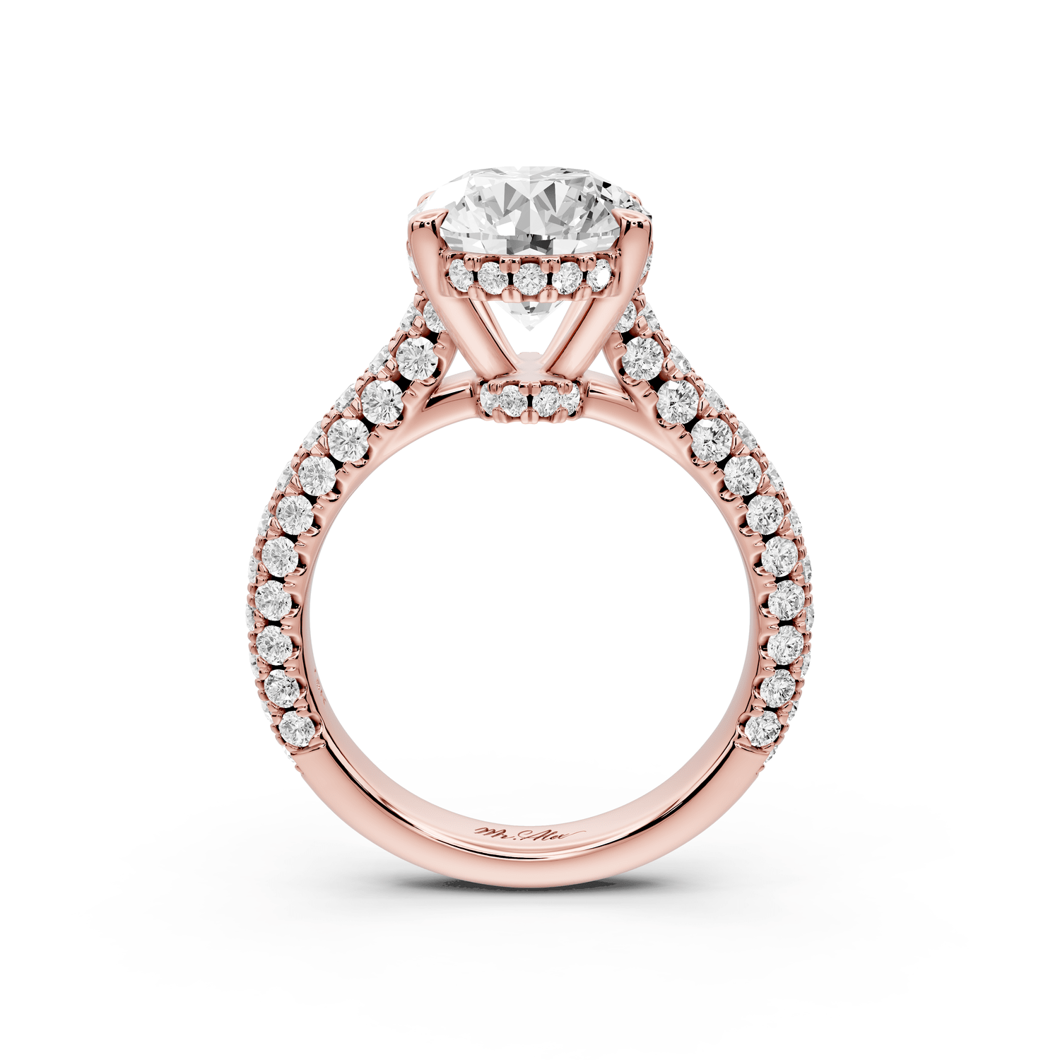 Amoria - 4ct 18k rose gold oval Diamond Engagement Ring with Pavé Band & Hidden Halo - Mr. Alex Jewelry