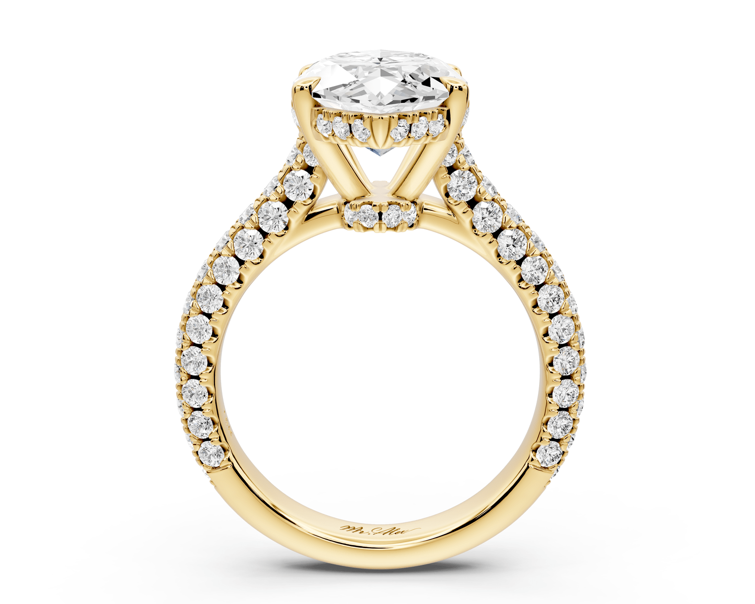 Amoria - 4ct 18k yellow gold marquise Diamond Engagement Ring with Pavé Band & Hidden Halo - Mr. Alex Jewelry