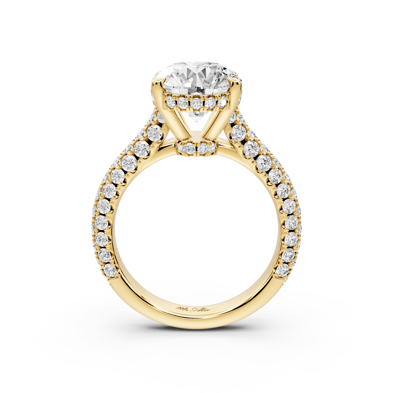 Amoria - 4ct 18k yellow gold oval Diamond Engagement Ring with Pavé Band & Hidden Halo - Mr. Alex Jewelry