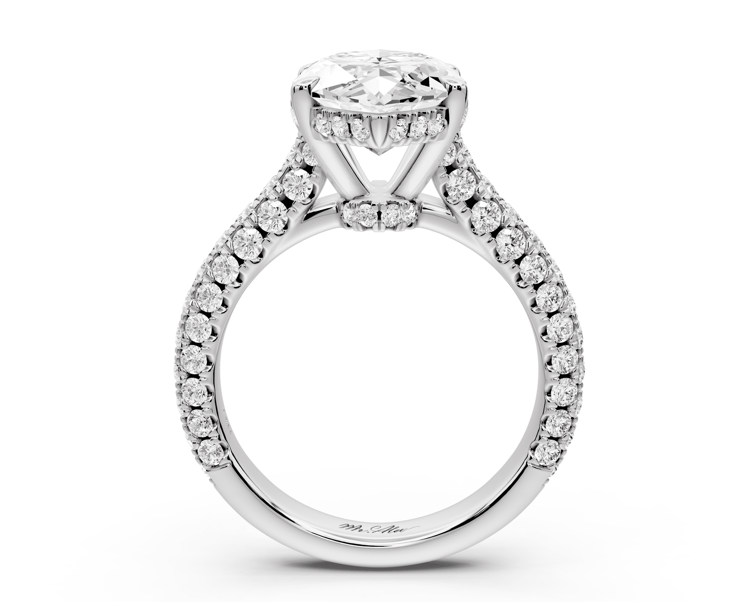 Amoria - 4ct platinum marquise Diamond Engagement Ring with Pavé Band & Hidden Halo - Mr. Alex Jewelry