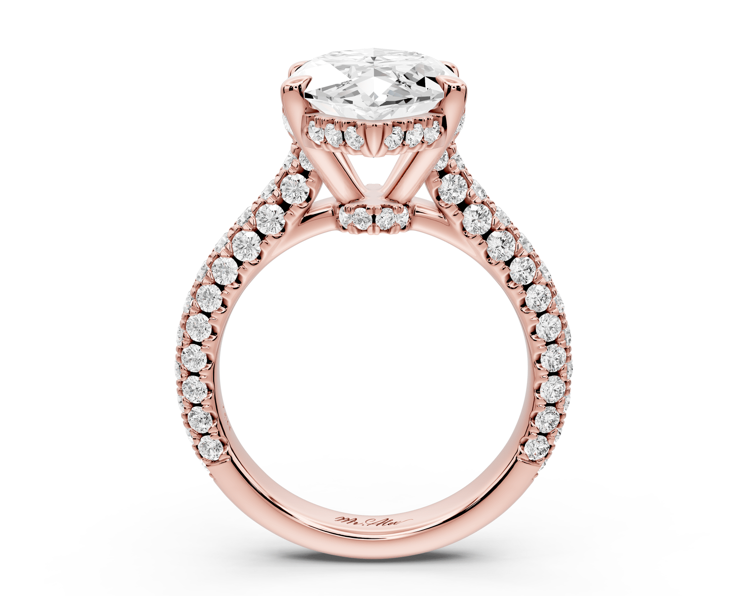 Amoria - 5ct 14k rose gold marquise Diamond Engagement Ring with Pavé Band & Hidden Halo - Mr. Alex Jewelry