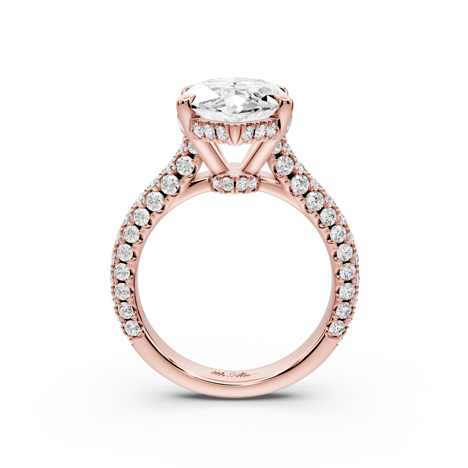 Amoria - 5ct 14k rose gold marquise Diamond Engagement Ring with Pavé Band & Hidden Halo - Mr. Alex Jewelry
