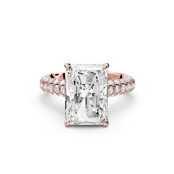 Amoria - 5ct 14k rose gold radiant Diamond Engagement Ring with Pavé Band & Hidden Halo - Mr. Alex Jewelry