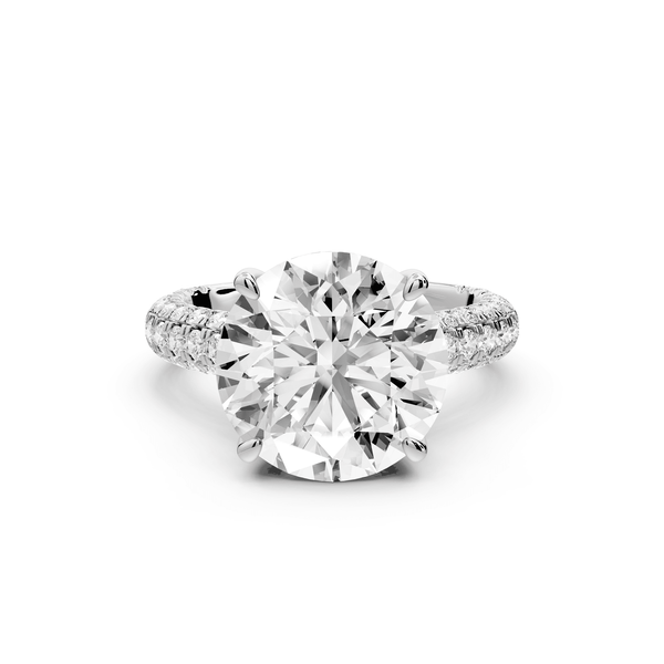 Amoria - 5ct 14k white gold round Diamond Engagement Ring with Pavé Band & Hidden Halo - Mr. Alex Jewelry