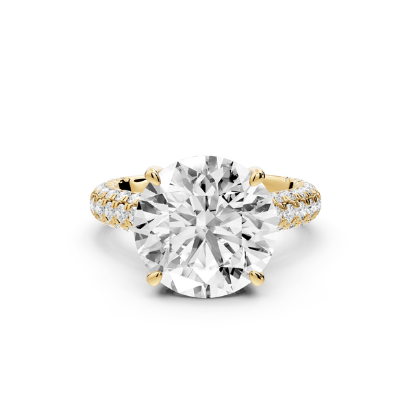 Amoria - 5ct 14k yellow gold round Diamond Engagement Ring with Pavé Band & Hidden Halo - Mr. Alex Jewelry