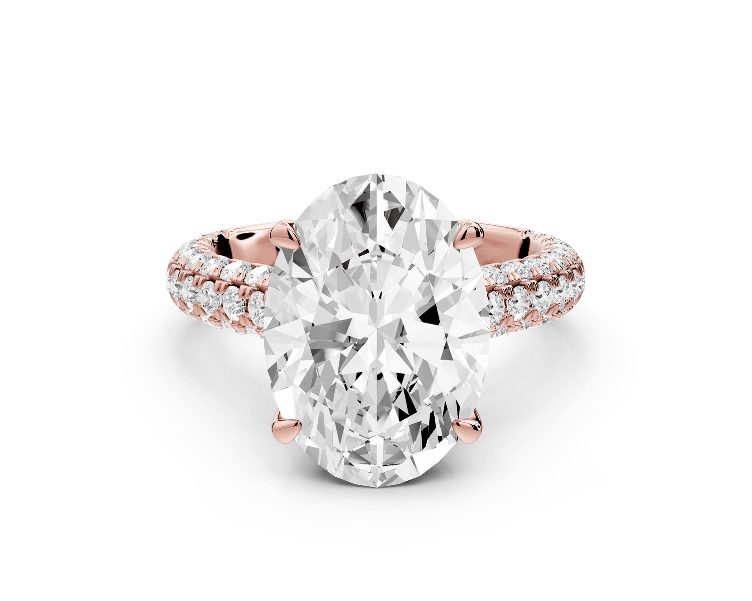 Amoria - 5ct 18k rose gold oval Diamond Engagement Ring with Pavé Band & Hidden Halo - Mr. Alex Jewelry