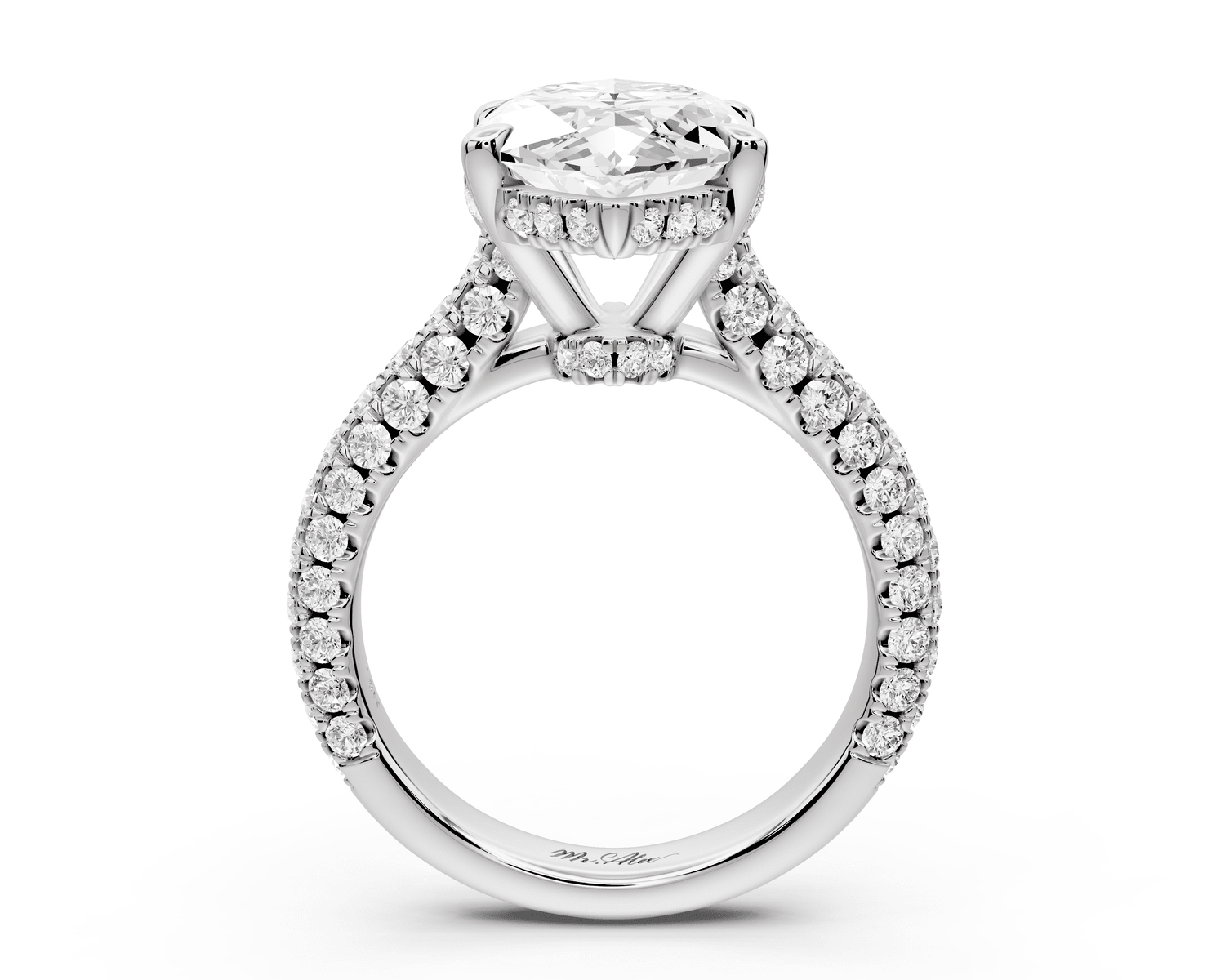 Amoria - 5ct 18k white gold marquise Diamond Engagement Ring with Pavé Band & Hidden Halo - Mr. Alex Jewelry