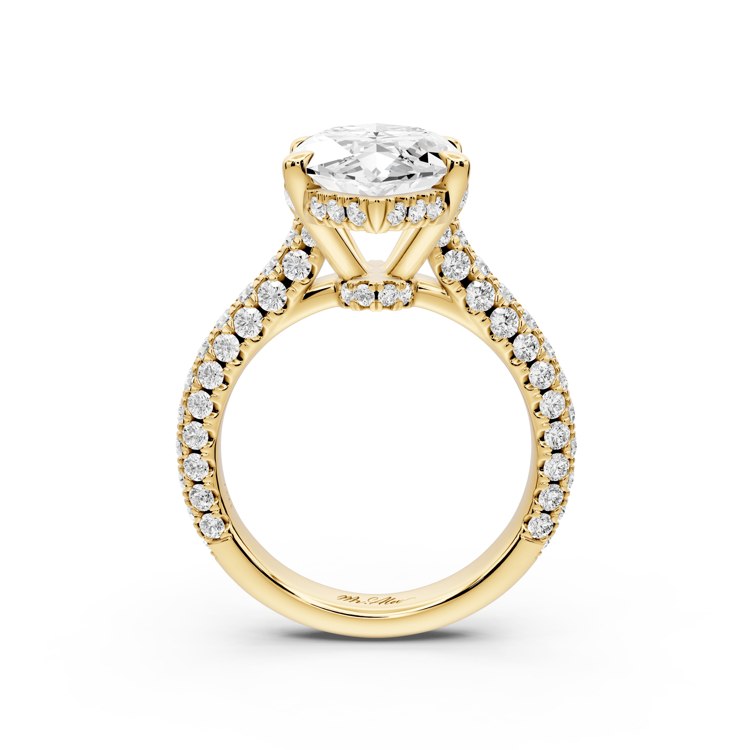 Amoria - 5ct 18k yellow gold marquise Diamond Engagement Ring with Pavé Band & Hidden Halo - Mr. Alex Jewelry