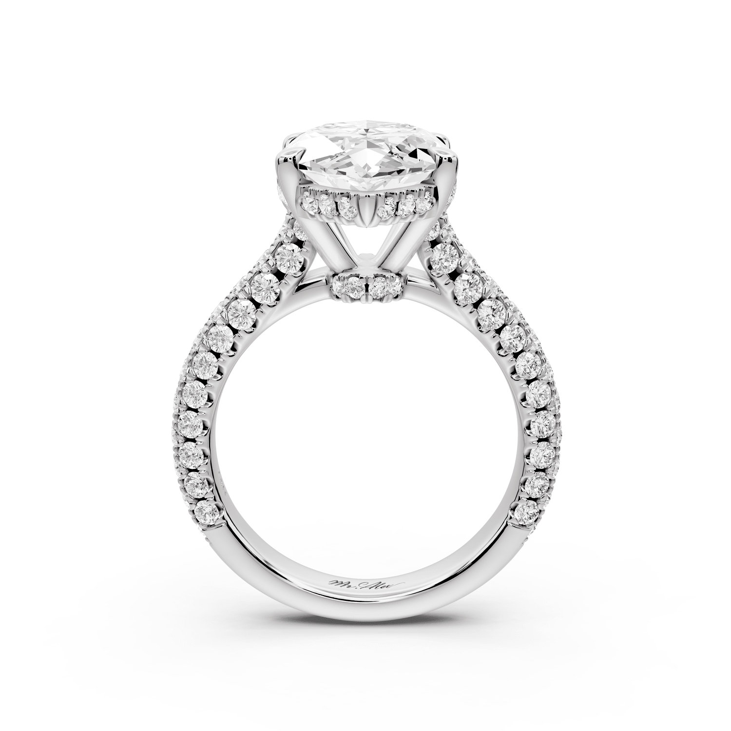 Amoria - 5ct platinum marquise Diamond Engagement Ring with Pavé Band & Hidden Halo - Mr. Alex Jewelry