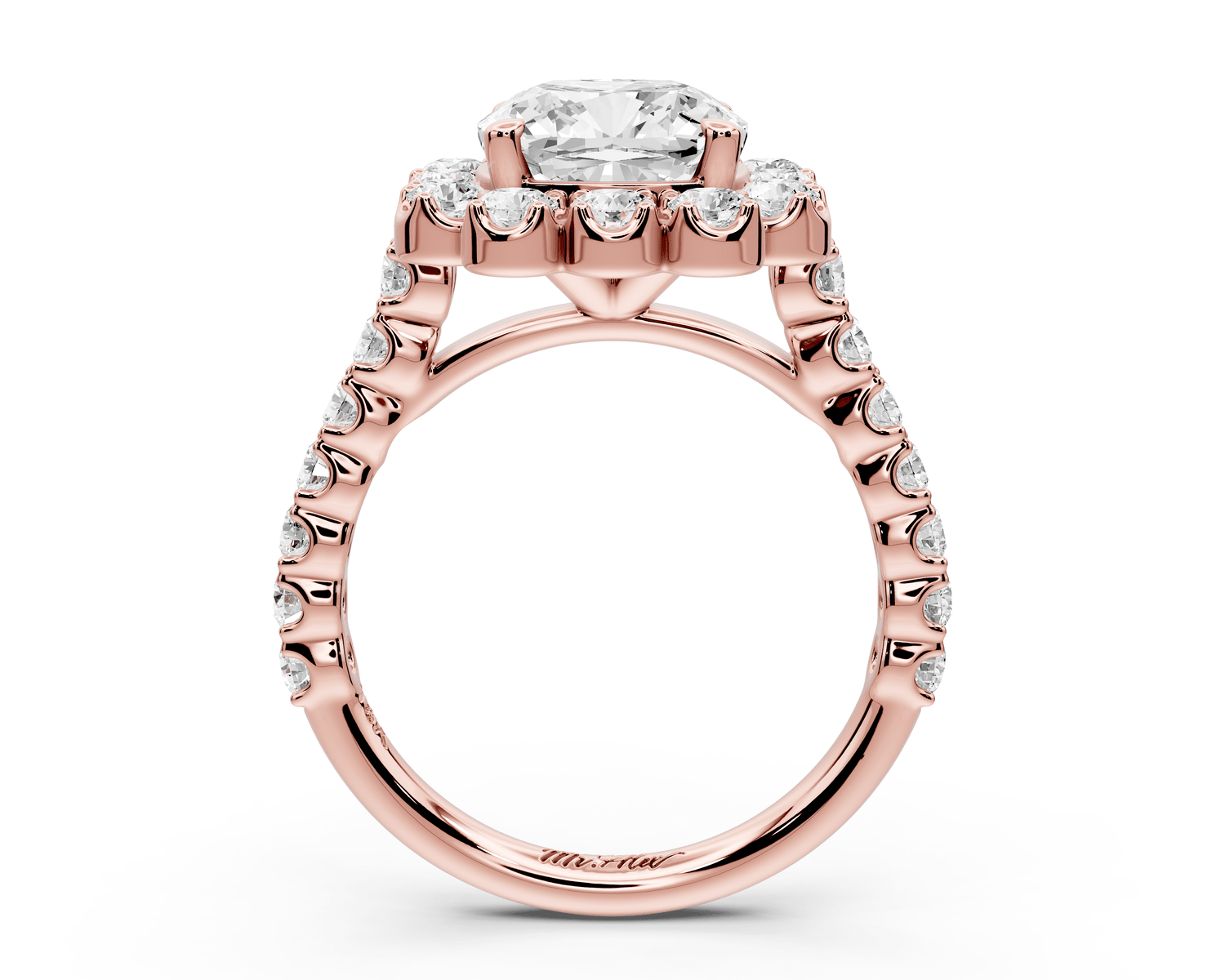 Anastasia - 2ct 14k rose gold cushion Diamond with Floral Halo and Pavé engagement Ring - Mr. Alex Jewelry