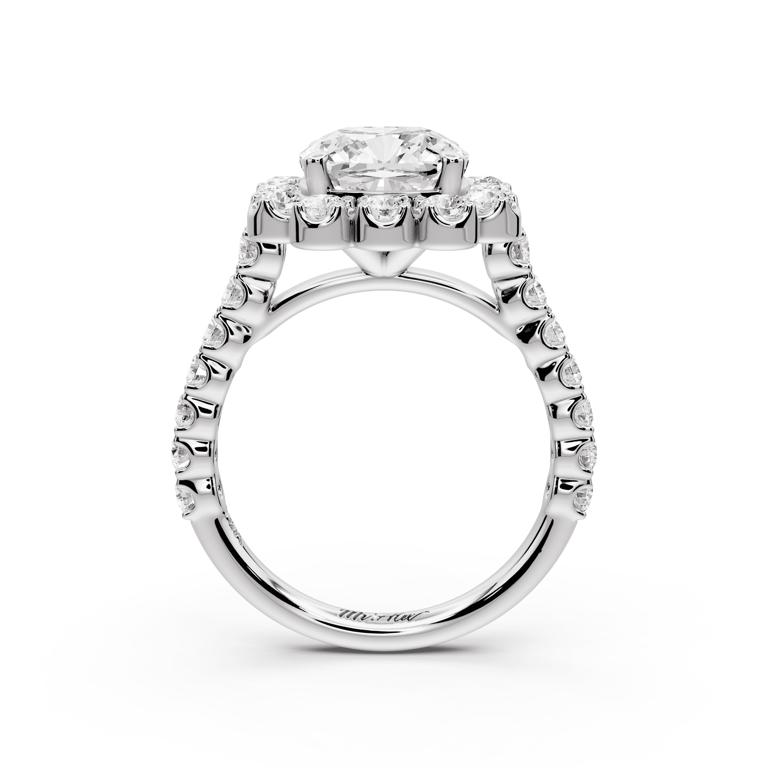 Anastasia - 2ct 14k white gold cushion Diamond with Floral Halo and Pavé engagement Ring - Mr. Alex Jewelry