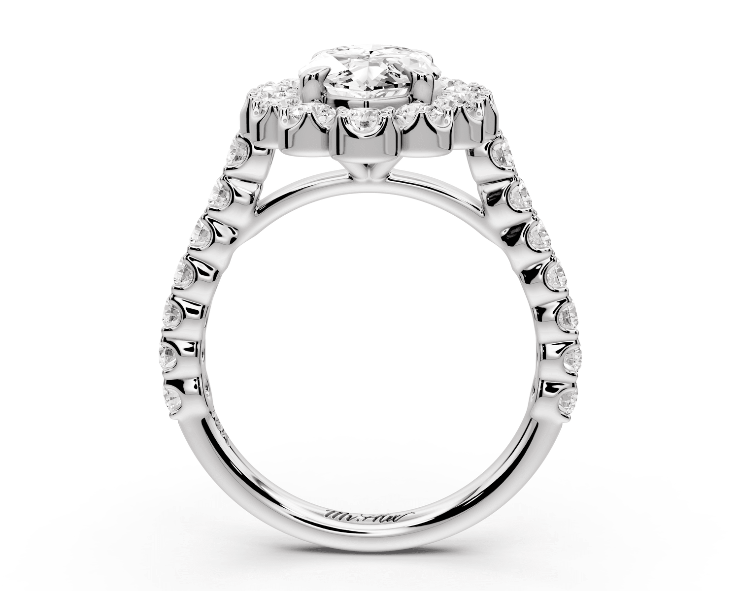 Anastasia - 2ct 14k white gold marquise Diamond with Floral Halo and Pavé engagement Ring - Mr. Alex Jewelry