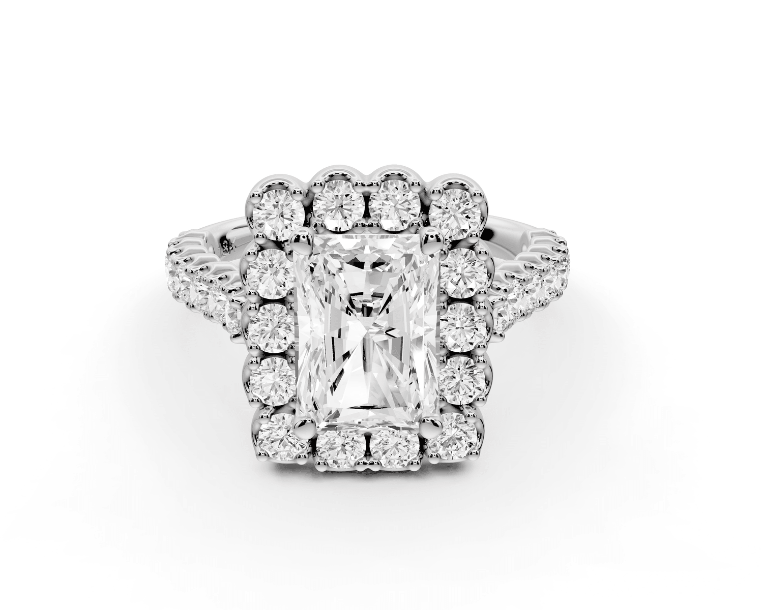 Anastasia - 2ct 14k white gold radiant Diamond with Floral Halo and Pavé engagement Ring - Mr. Alex Jewelry