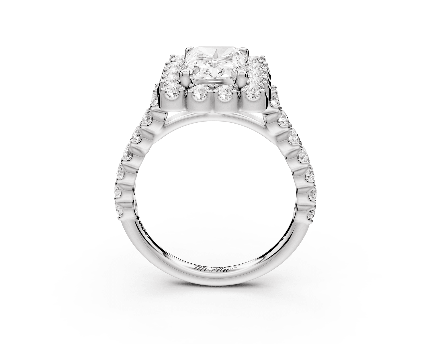 Anastasia - 2ct 14k white gold radiant Diamond with Floral Halo and Pavé engagement Ring - Mr. Alex Jewelry