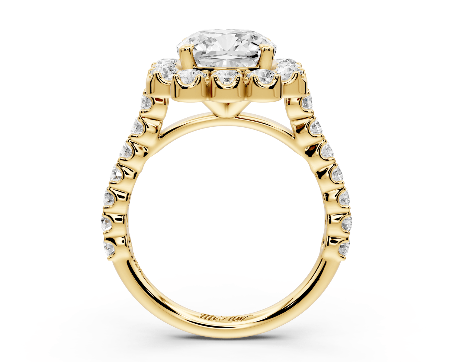 Anastasia - 2ct 14k yellow gold cushion Diamond with Floral Halo and Pavé engagement Ring - Mr. Alex Jewelry
