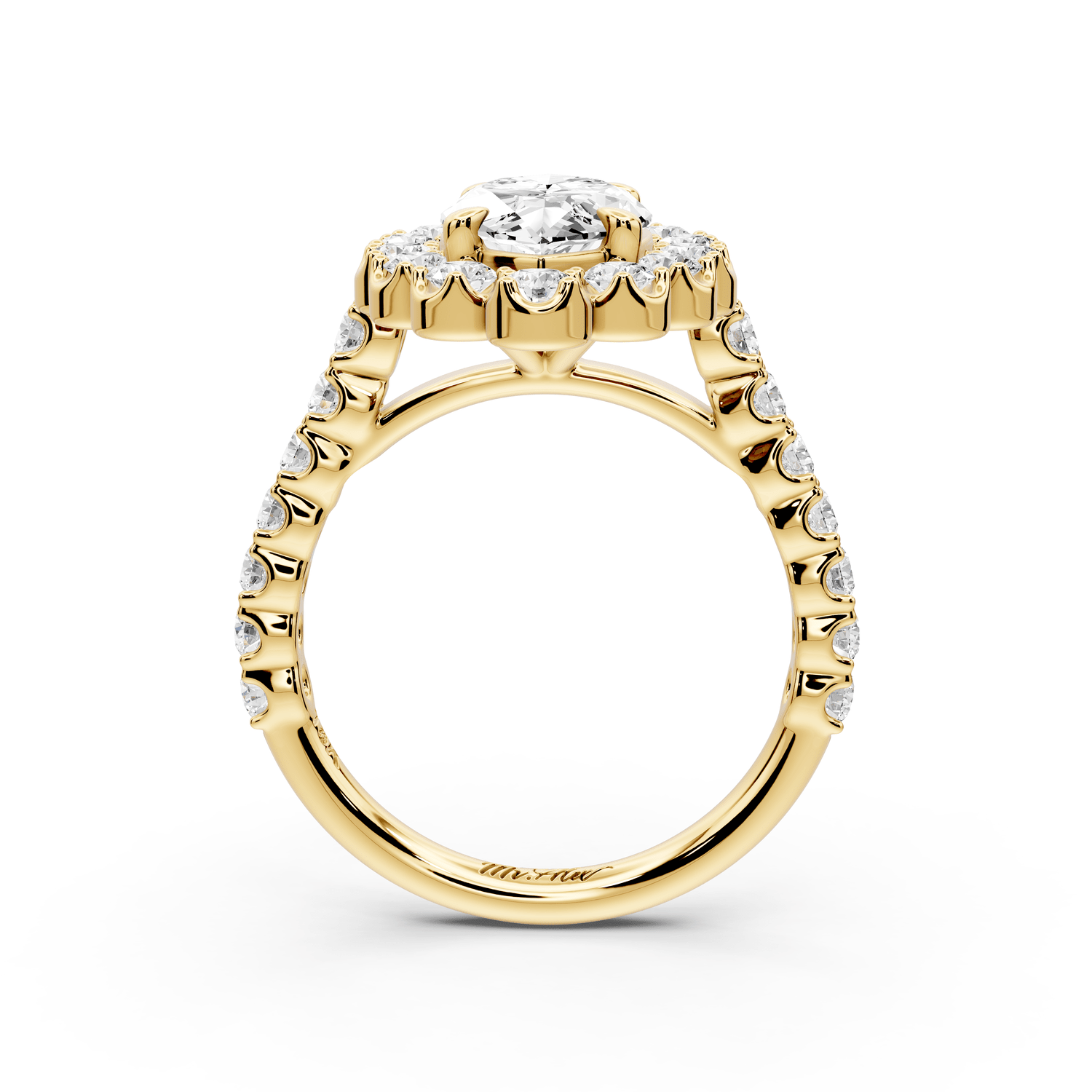 Anastasia - 2ct 14k yellow gold marquise Diamond with Floral Halo and Pavé engagement Ring - Mr. Alex Jewelry