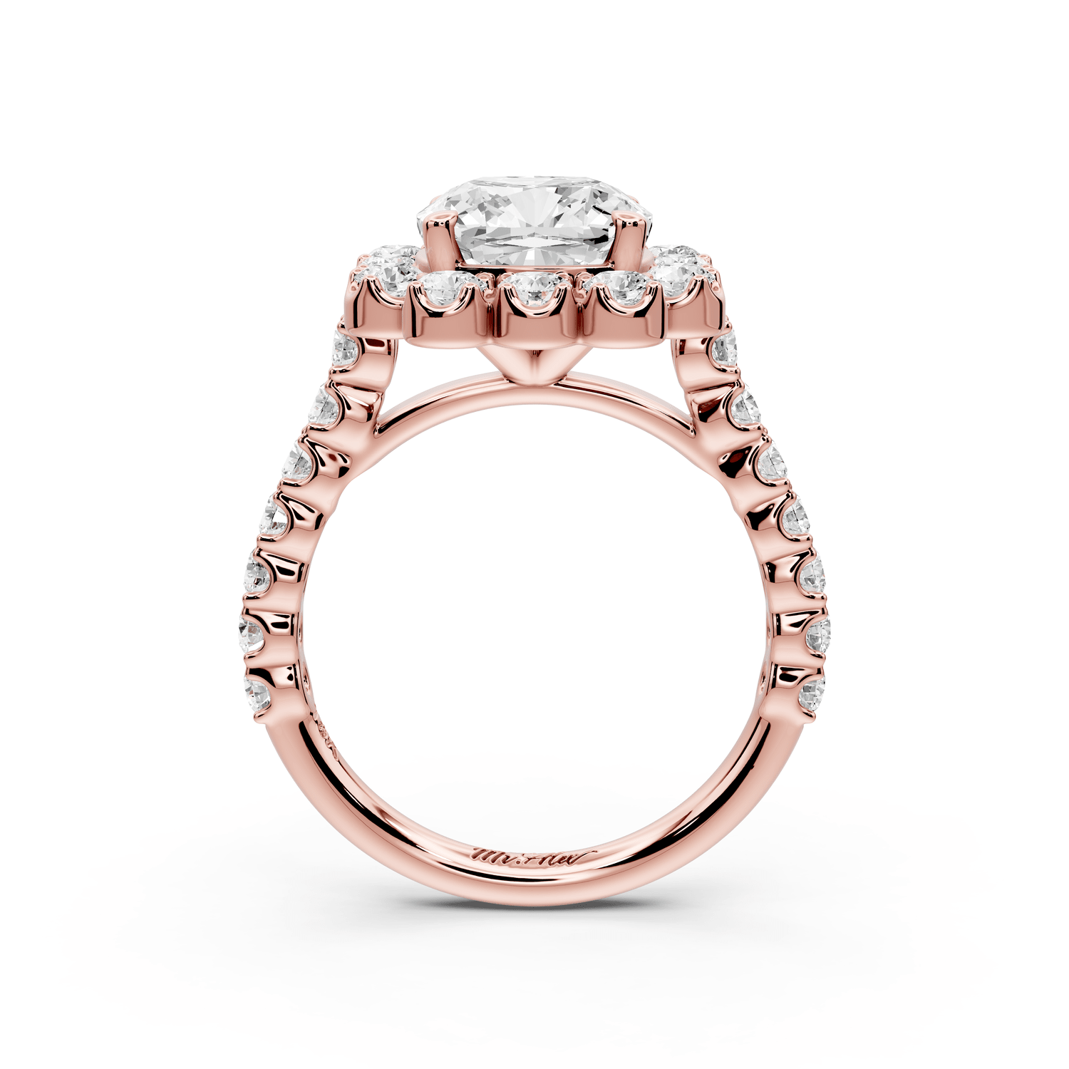 Anastasia - 2ct 18k rose gold cushion Diamond with Floral Halo and Pavé engagement Ring - Mr. Alex Jewelry