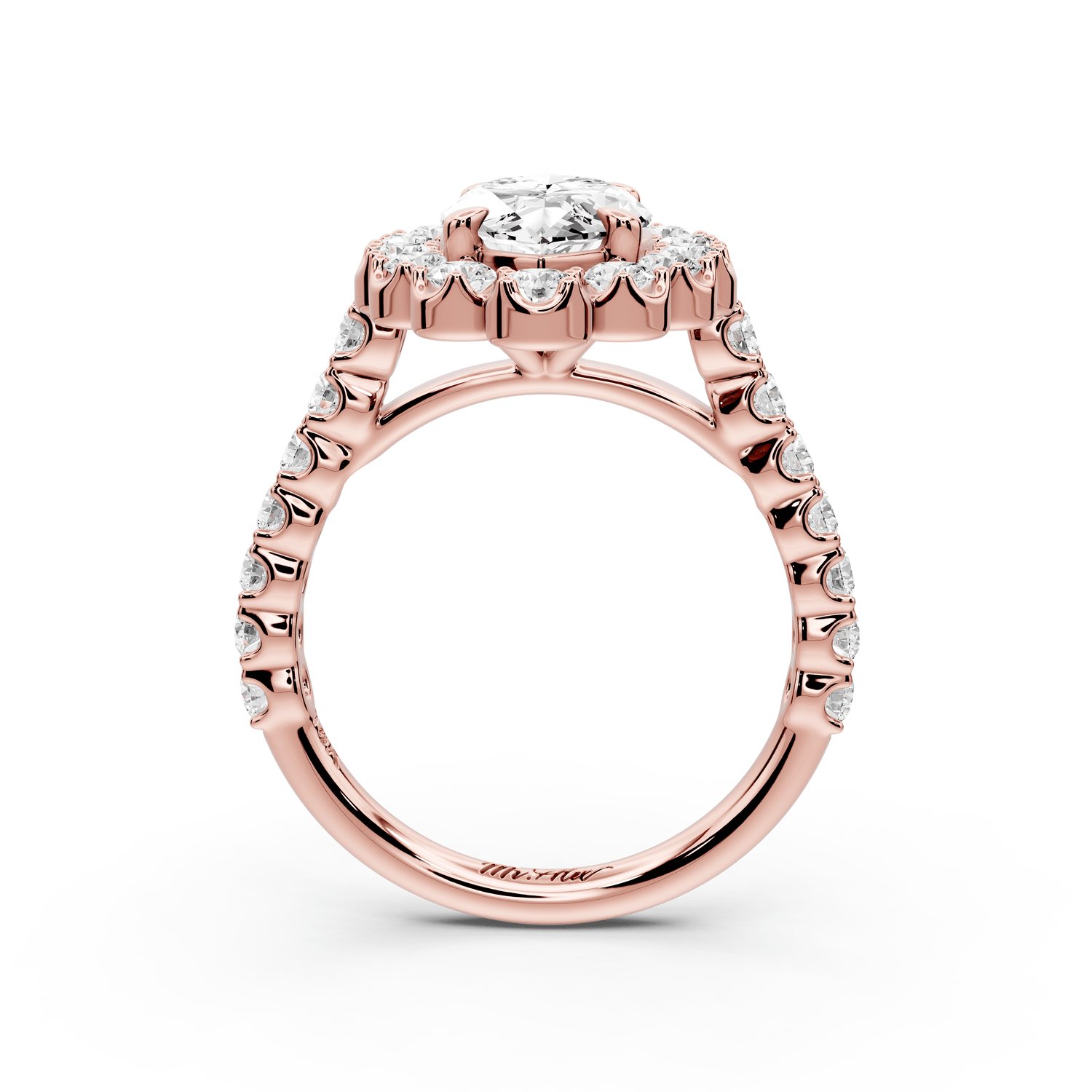 Anastasia - 2ct 18k rose gold marquise Diamond with Floral Halo and Pavé engagement Ring - Mr. Alex Jewelry