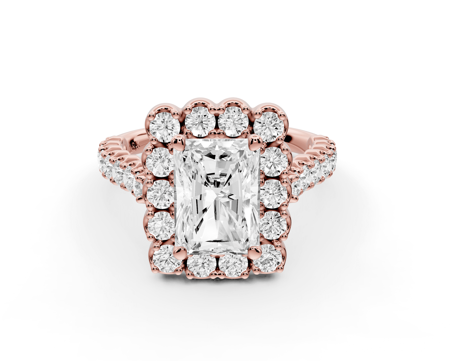 Anastasia - 2ct 18k rose gold radiant Diamond with Floral Halo and Pavé engagement Ring - Mr. Alex Jewelry