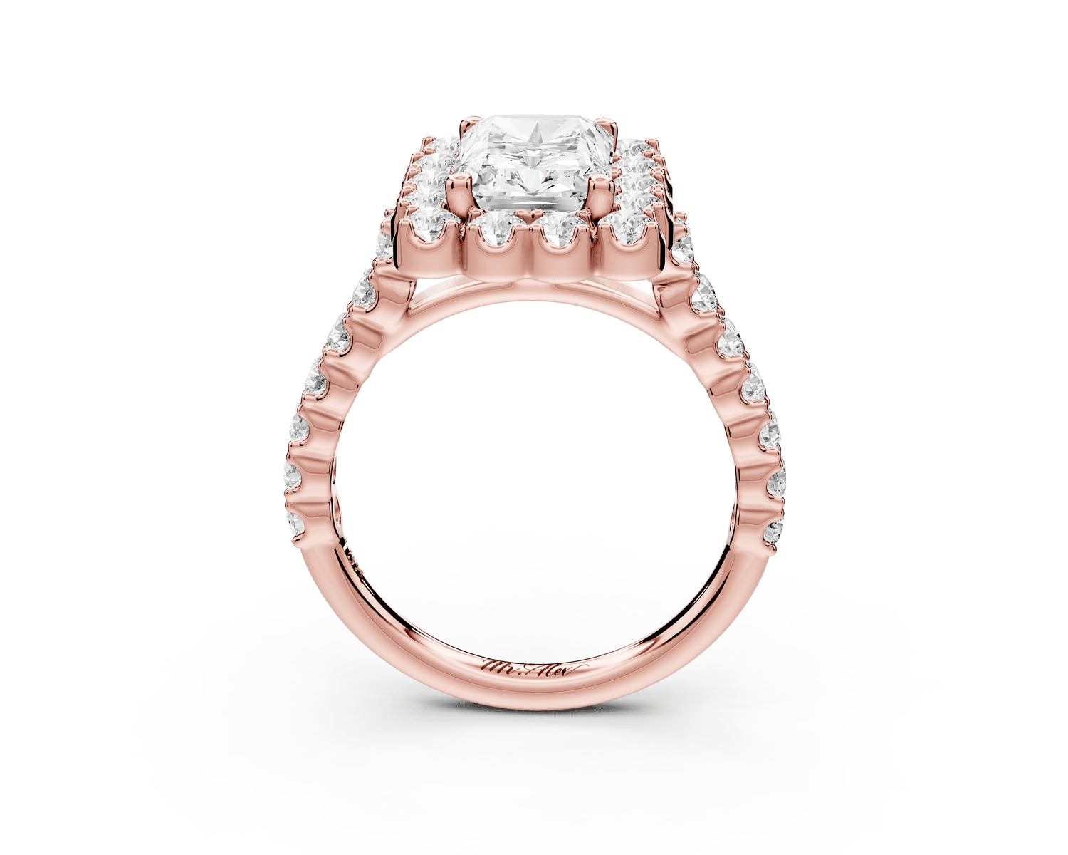 Anastasia - 2ct 18k rose gold radiant Diamond with Floral Halo and Pavé engagement Ring - Mr. Alex Jewelry