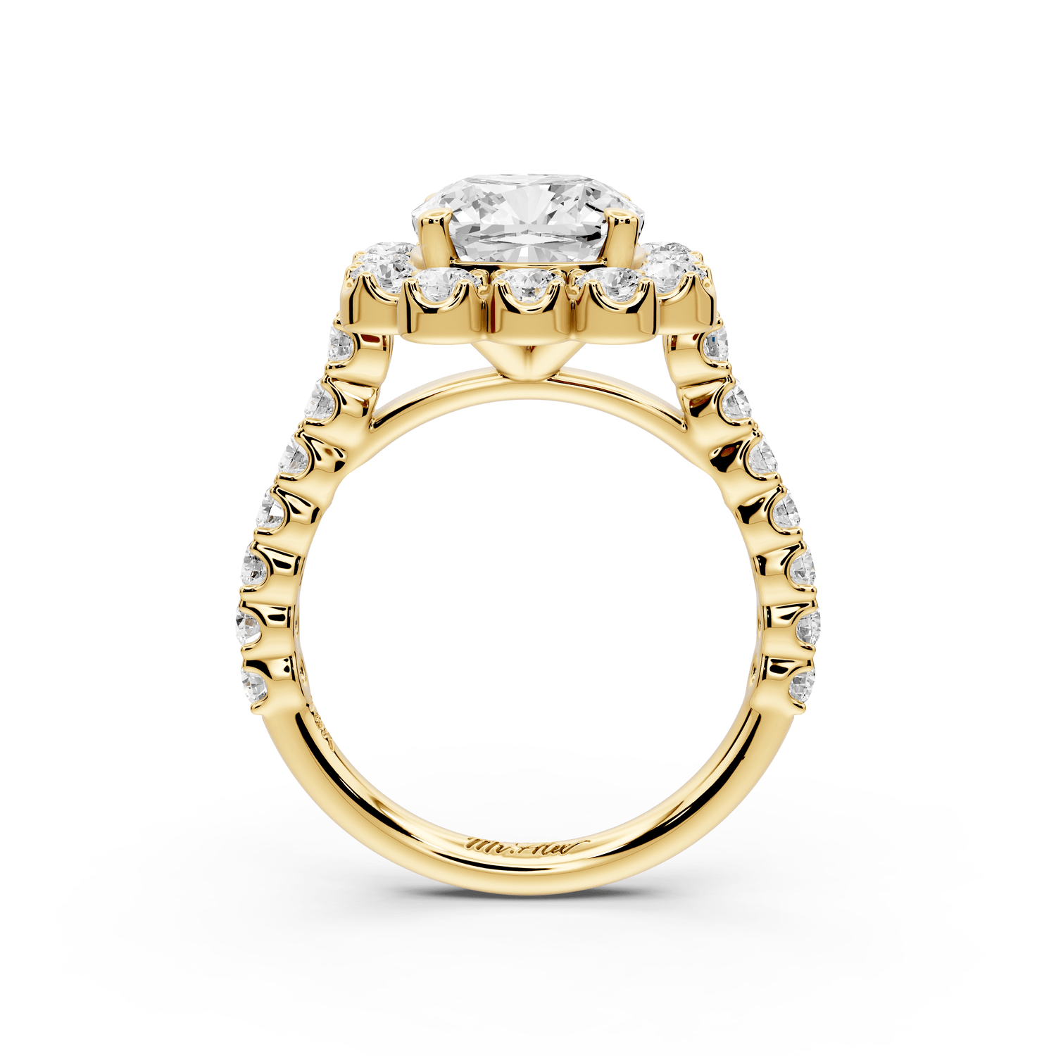 Anastasia - 2ct 18k yellow gold cushion Diamond with Floral Halo and Pavé engagement Ring - Mr. Alex Jewelry