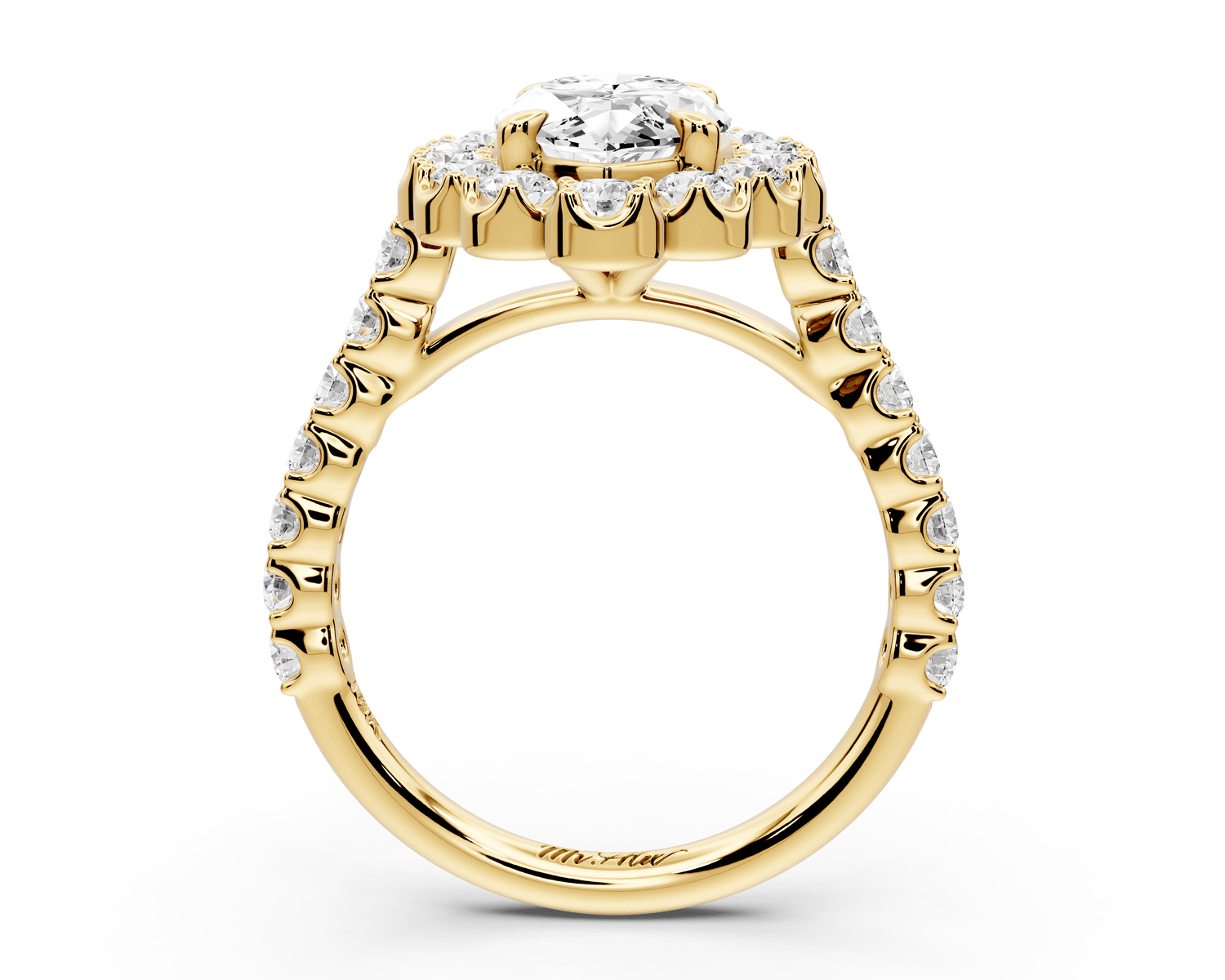 Anastasia - 2ct 18k yellow gold marquise Diamond with Floral Halo and Pavé engagement Ring - Mr. Alex Jewelry