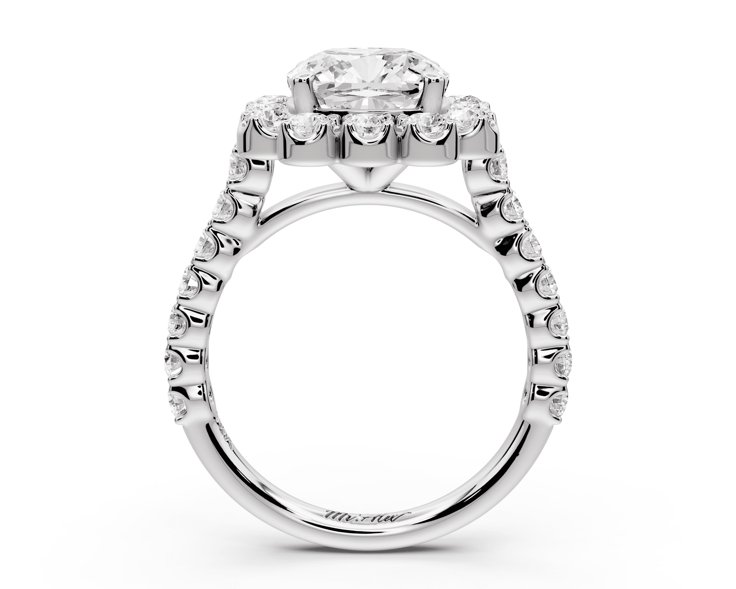 Anastasia - 2ct platinum cushion Diamond with Floral Halo and Pavé engagement Ring - Mr. Alex Jewelry