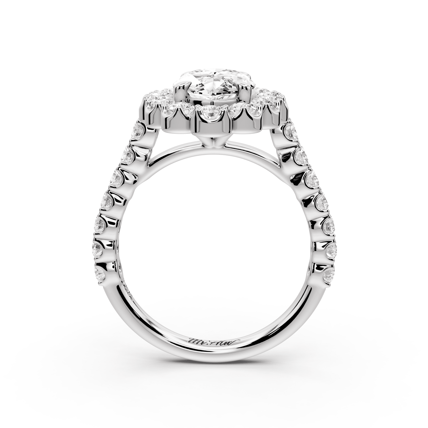 Anastasia - 2ct platinum marquise Diamond with Floral Halo and Pavé engagement Ring - Mr. Alex Jewelry