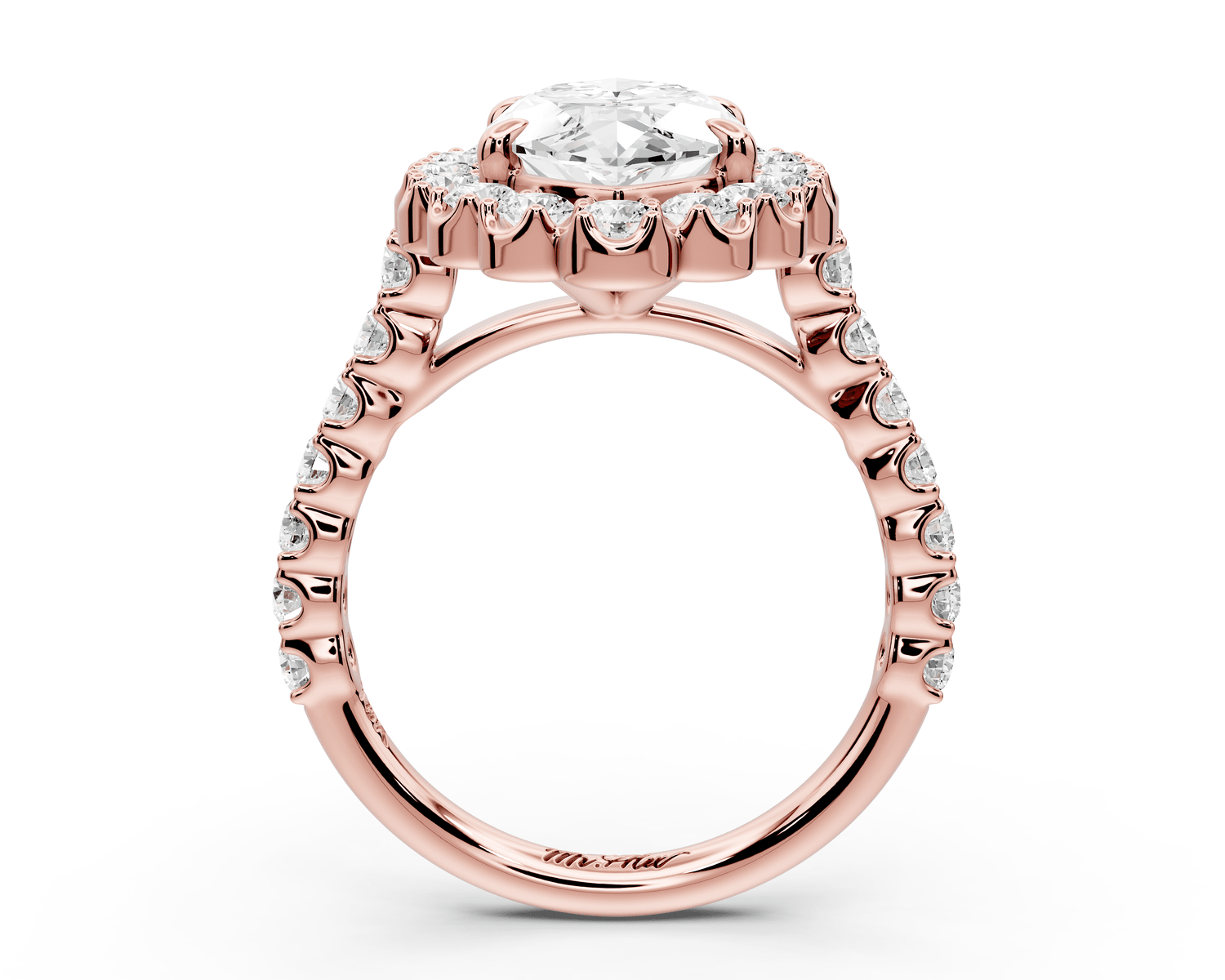 Anastasia - 3ct 14k rose gold marquise Diamond with Floral Halo and Pavé engagement Ring - Mr. Alex Jewelry