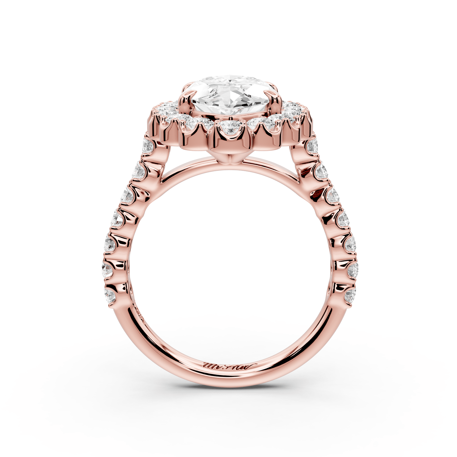 Anastasia - 3ct 14k rose gold marquise Diamond with Floral Halo and Pavé engagement Ring - Mr. Alex Jewelry