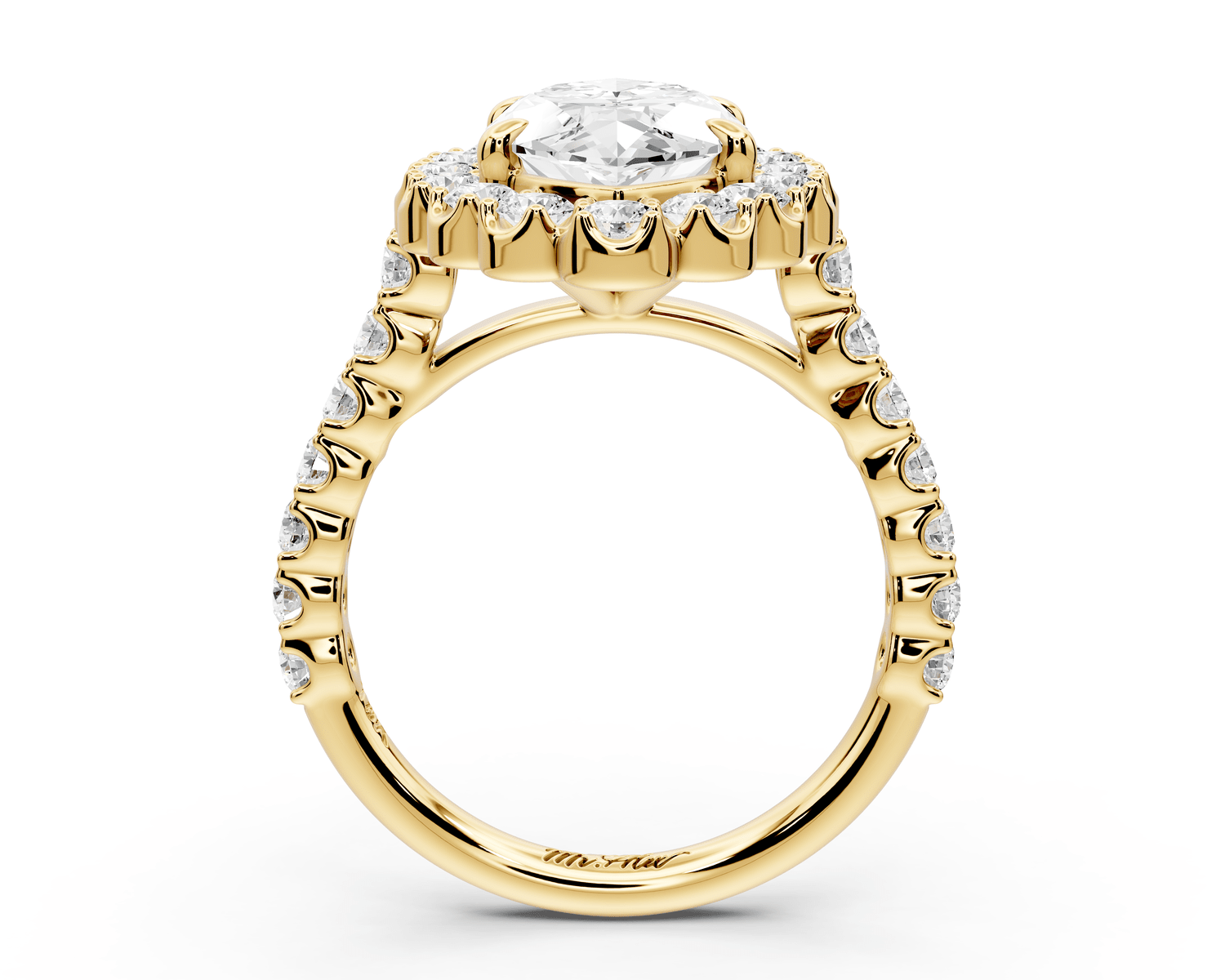 Anastasia - 3ct 14k yellow gold marquise Diamond with Floral Halo and Pavé engagement Ring - Mr. Alex Jewelry