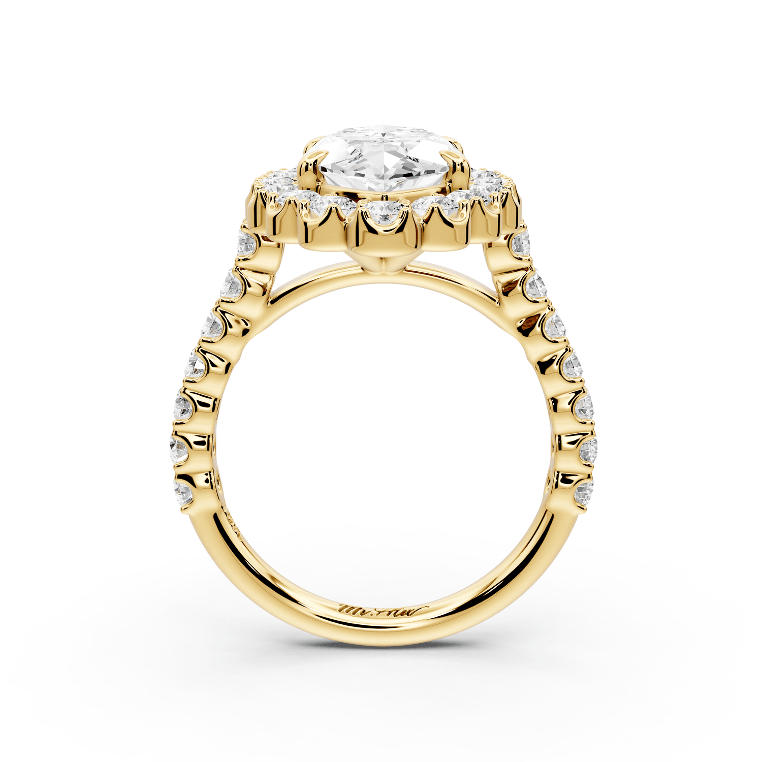 Anastasia - 3ct 14k yellow gold marquise Diamond with Floral Halo and Pavé engagement Ring - Mr. Alex Jewelry