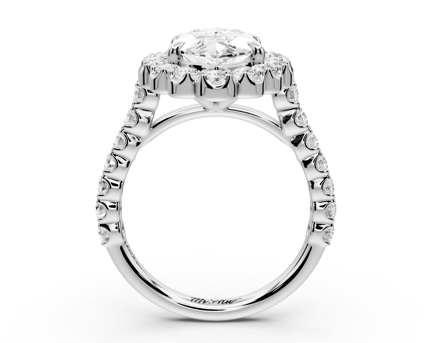 Anastasia - 3ct platinum marquise Diamond with Floral Halo and Pavé engagement Ring - Mr. Alex Jewelry